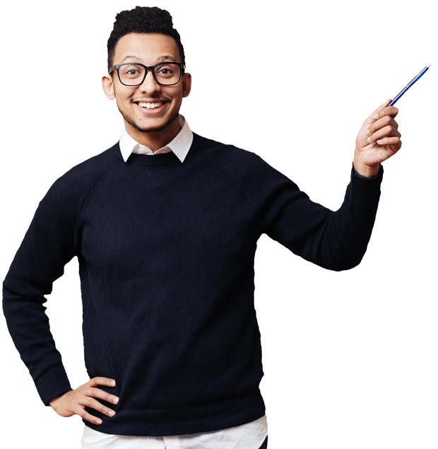 Man standing and explaining with a pen in his hand - Monster Trainings